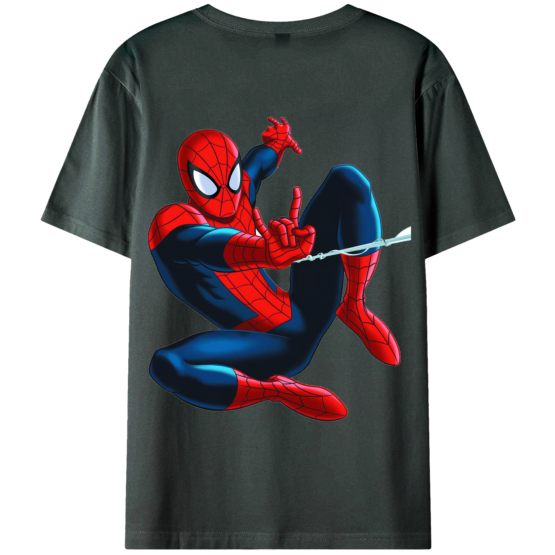 （画像用） Spider Man スパイダーマン 綿100％ メンズ半袖Tシャツ（バックプリント） 通気性
